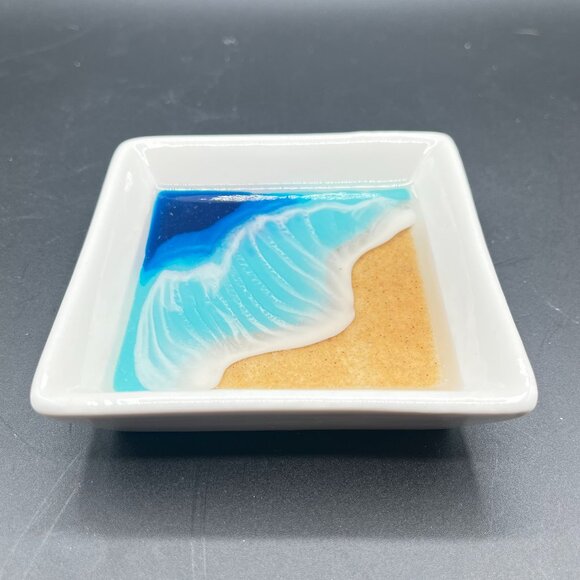 Ocean Jewelry Tray Beach Ring Dish Ceramic Resin Trinket Dish Square 4"‎ - Picture 2 of 4